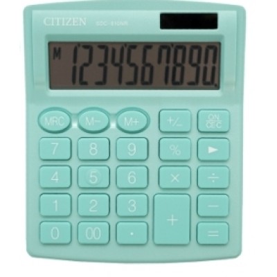 Калькулятор настольный Citizen SDC-810NR-GN 10 разр.двойное питание 102*124*25mm бирюзовый